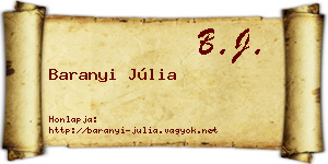 Baranyi Júlia névjegykártya