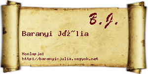 Baranyi Júlia névjegykártya